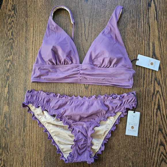 Shade & Shore Other - Shade & Shore Purple 2 Piece Bikini Top with Cheeky Bottom Size Women's Medium